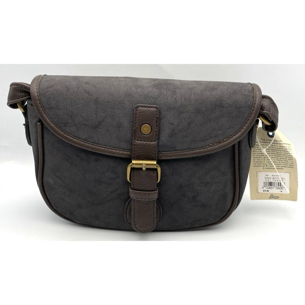 G.H. Bass & Co Gray Blue Leather Suede Crossbody Purse Shoulder Bag NWT $75